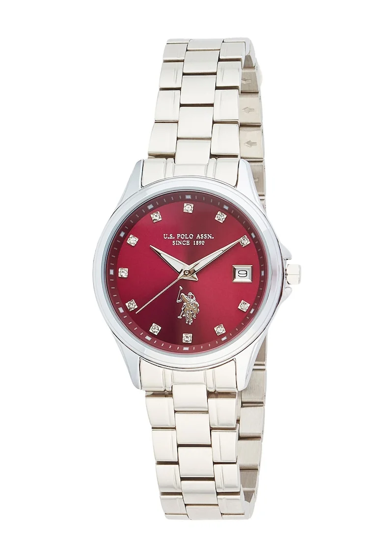Ceas analog cu cristale pe cadran, Argint