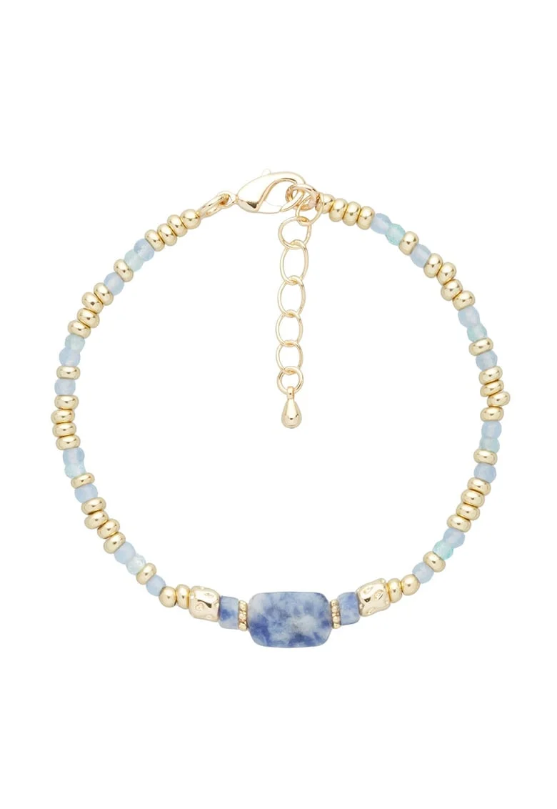 Bratara cu pietre de apatit, Albastru cobalt/Auriu deschis