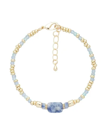 Bratara cu pietre de apatit, Albastru cobalt/Auriu deschis