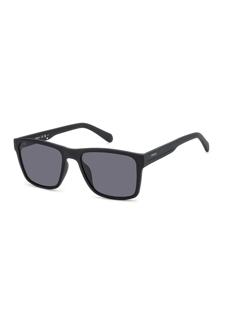 Ochelari de soare dreptunghiulari cu lentile uni, Negru