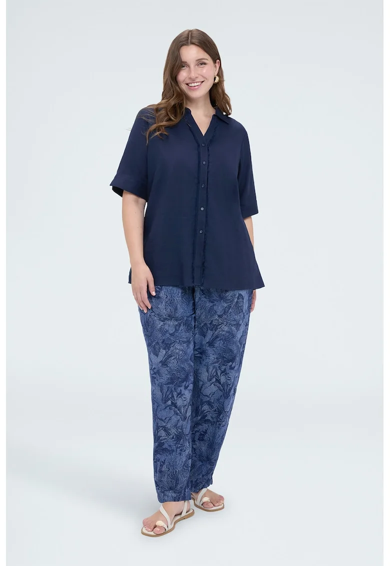 Pantaloni conici cu imprimeu flroal, Albastru