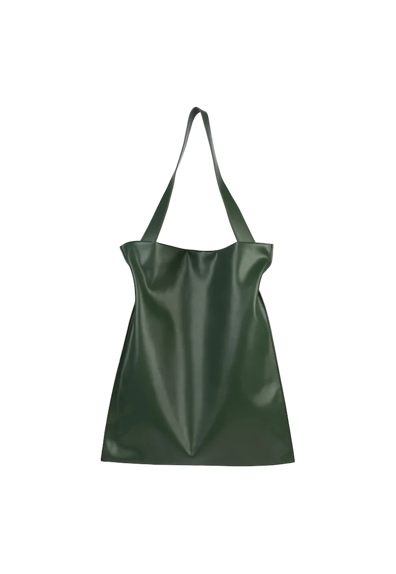 Geanta de piele ecologica cu bareta de umar 604751, Verde englez