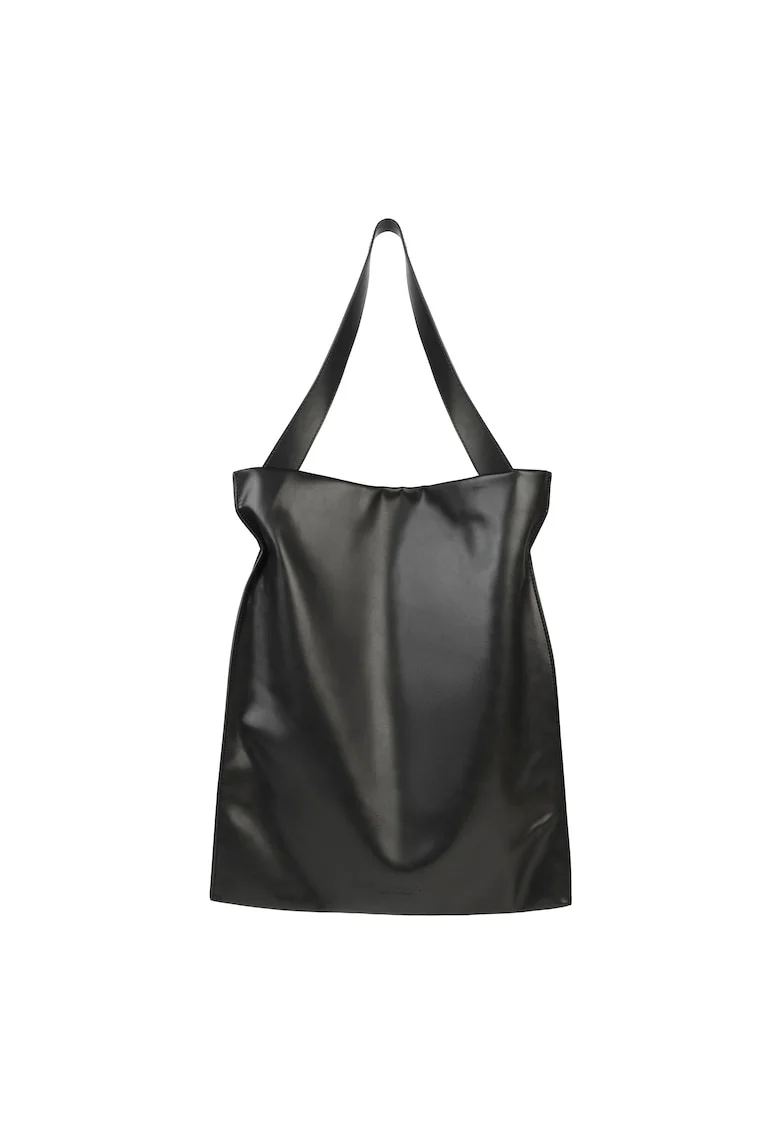 Geanta de piele ecologica cu bareta de umar 604751, Negru