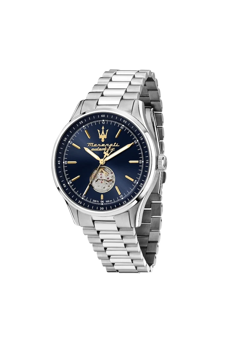Ceas barbatesc  Sorpasso, mecanism automatic, carcasa 42mm, curea argintie, cadran albastru