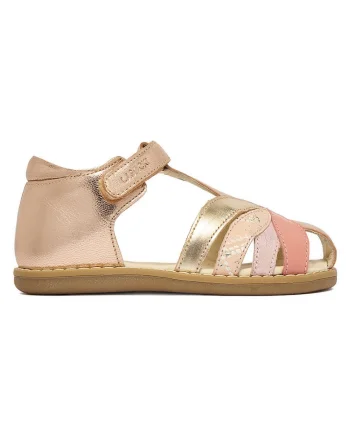 Sandale  roz, piele naturala, sistemdwqfwqdinchidere Velcro, Roz