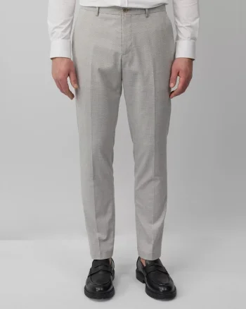 Pantaloni costum barbati, cu talie medie si croiala Slim fit, Gri deschis,