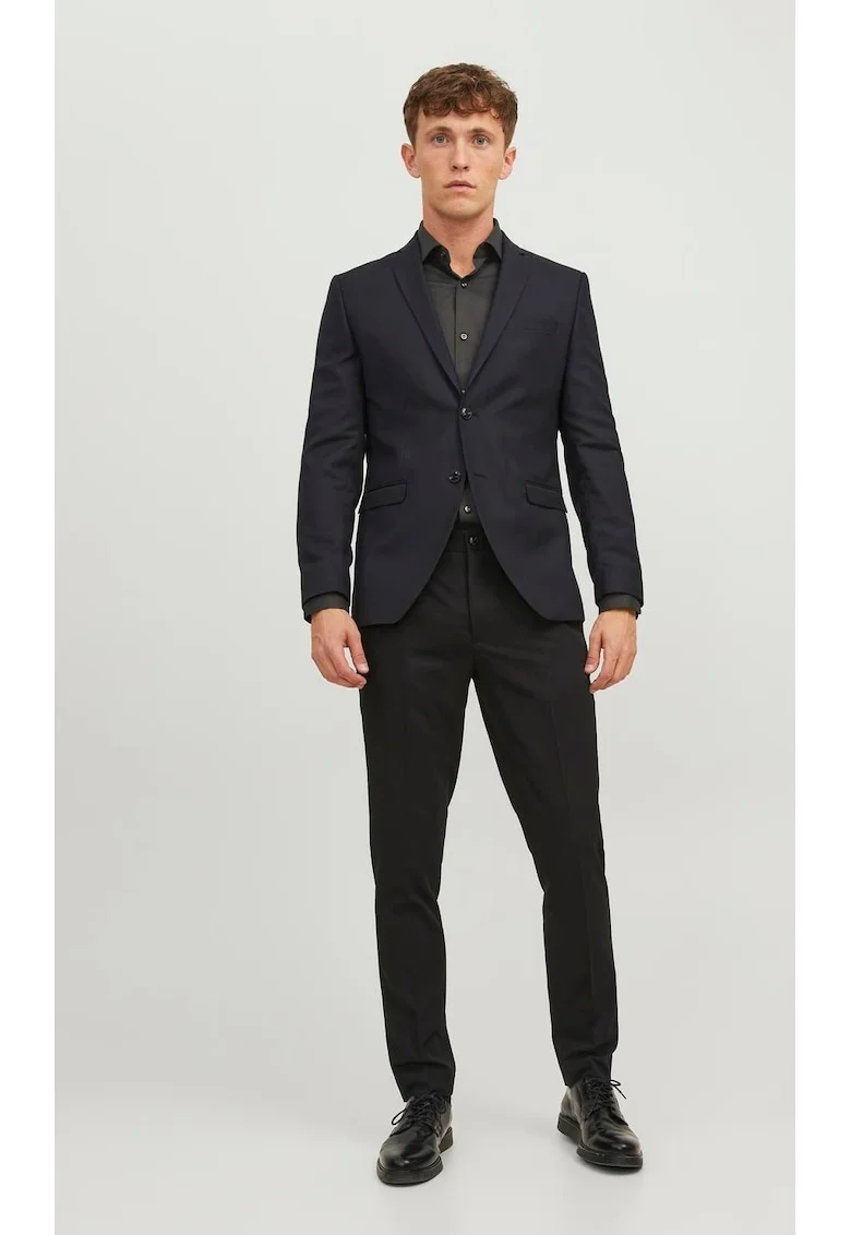 Sacou barbati, din amestec de lana, Super Slim, JPRSOLARIS Premium, Negru