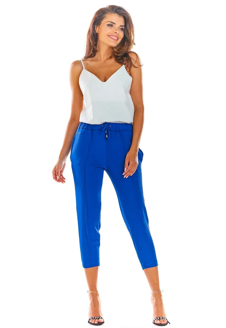 Pantaloni dama,  Poliester21`, Albastru deschis/Albastru