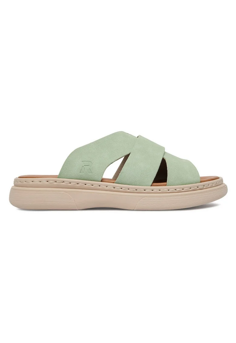 Papuci  verde, piele ecologica,