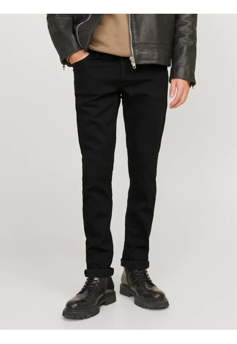 Blugi barbati GLENN, talie joasa, croiala Slim fit, Negru