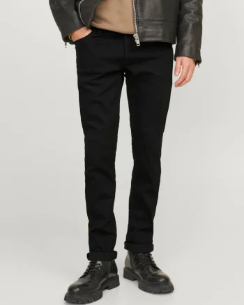 Blugi barbati GLENN, talie joasa, croiala Slim fit, Negru