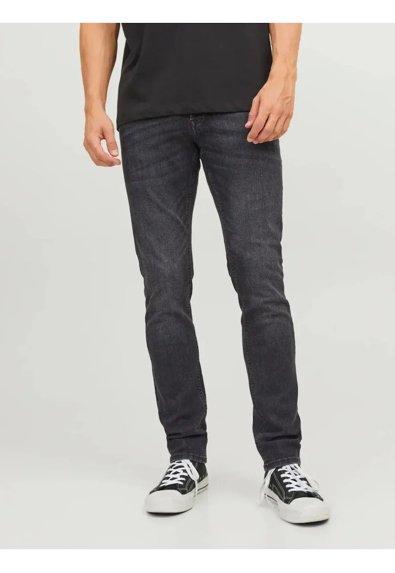 Blugi barbati GLENN, cu talie joasa si croiala Slim fit, Negru