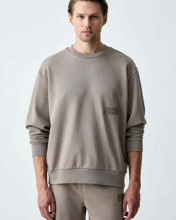 BOSS Green hanorac pentru bărbați, cu bumbac SW_Crewneck