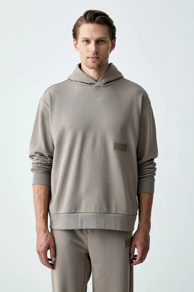 BOSS Green hanorac cu glugă pentru bărbați cu bumbac SW_Hoodie