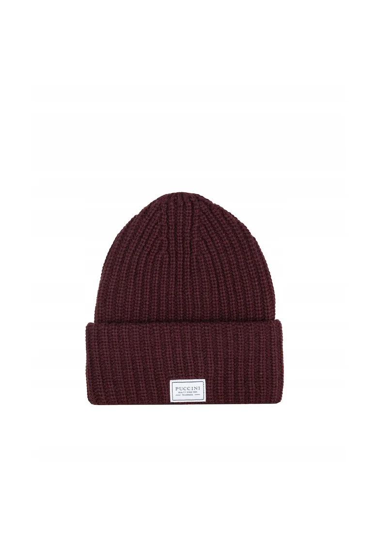 Caciula  acril, manseta lata, unisex, rosu inchis