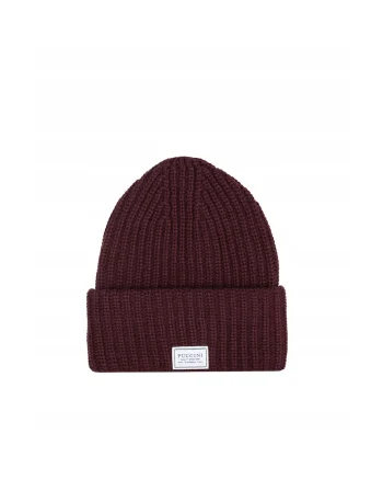 Caciula  acril, manseta lata, unisex, rosu inchis