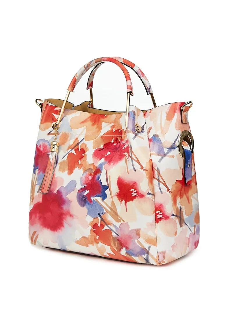 Geanta dama din piele naturala Fabiana cu model floral FF4