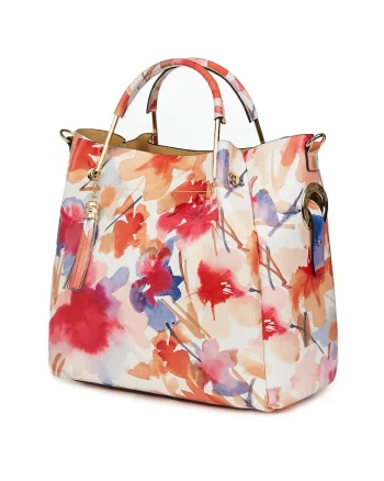 Geanta dama din piele naturala Fabiana cu model floral FF4