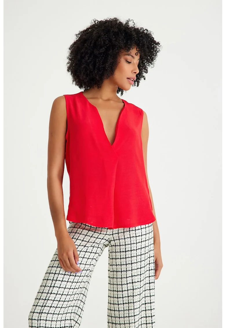 Bluza lejera cu decolteu in V, Rosu