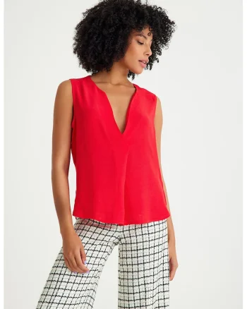 Bluza lejera cu decolteu in V, Rosu