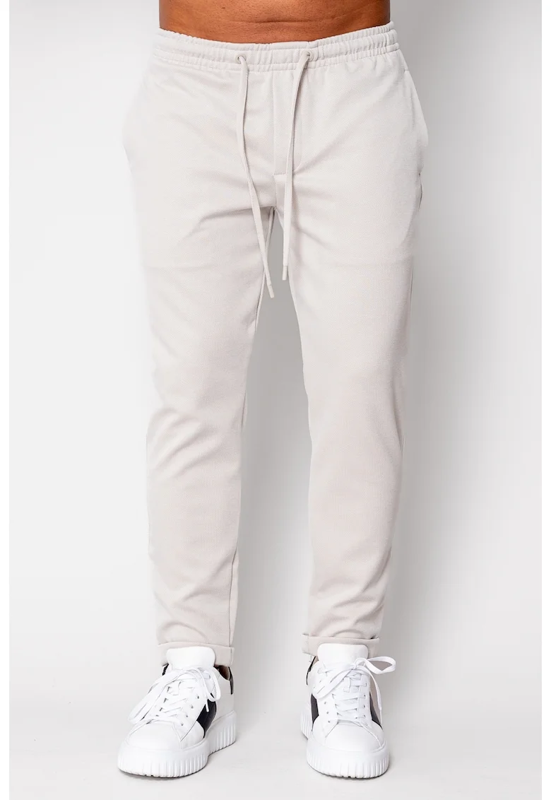 Pantalon lung cu snur Cream 19637, Bej