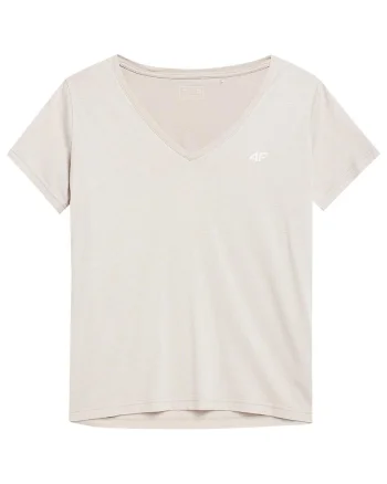 Tricou dama  croiala regulata, decolteu in V, bumbac si viscoza, alb,