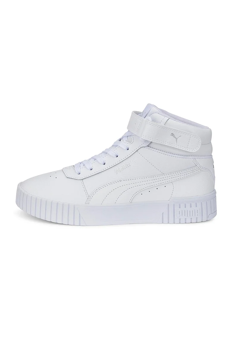 Pantofi sport mid-high de piele si piele ecologica Carina 2.0, Alb murdar