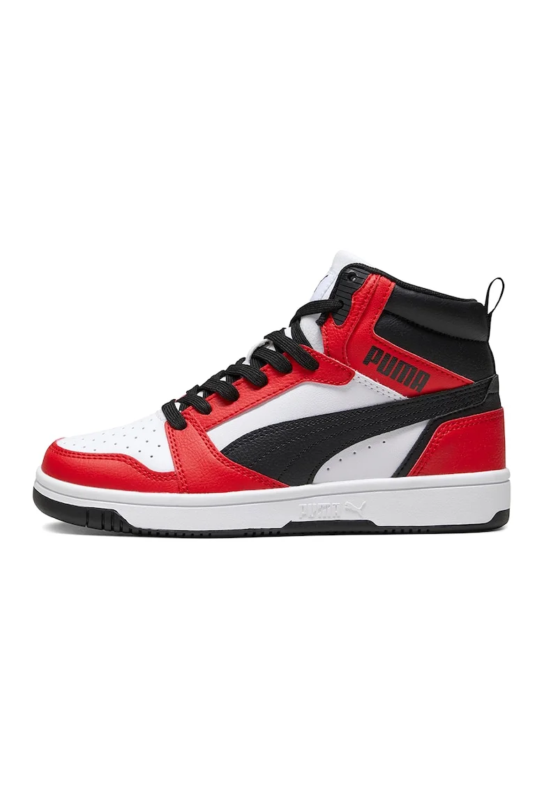 Pantofi sport Rebound V6 mid-cut din piele ecologica, Rosu/Alb/Negru