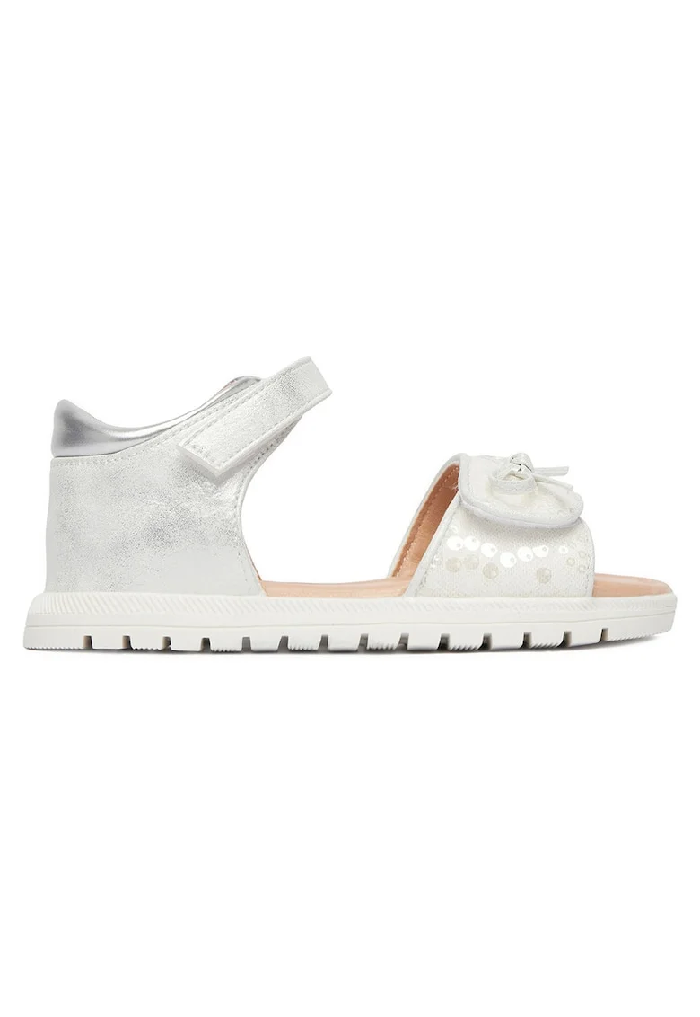 Sandale copii  argintiu, piele ecologica, sistem inchidere Velcro,