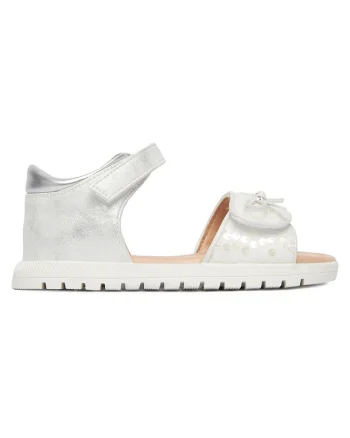 Sandale copii  argintiu, piele ecologica, sistem inchidere Velcro,