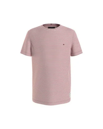 Tricou din amestec de bumbac organic cu model in dungi, Roz