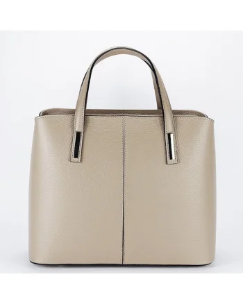 Geanta mare din piele naturala 8922, Bej inchis, 25x32x14