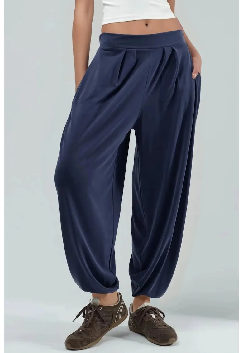Pantaloni  modal/poliester, Albastru inchis