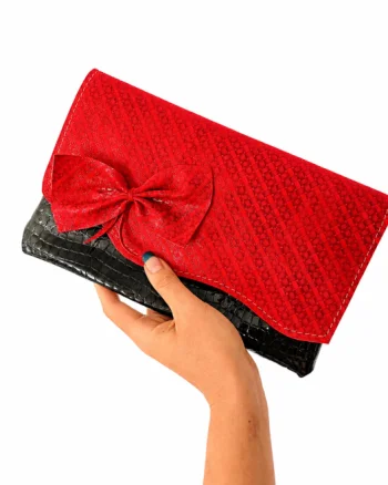 Plic handmade in doua nuante din piele naturala, cu fundita