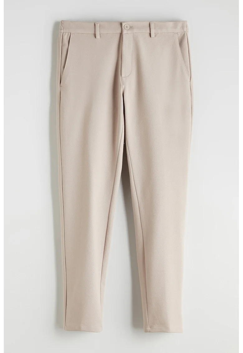 Pantaloni conici cu talie medie si elastica, Bej deschis