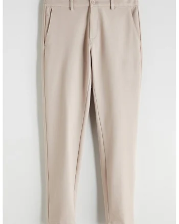 Pantaloni conici cu talie medie si elastica, Bej deschis