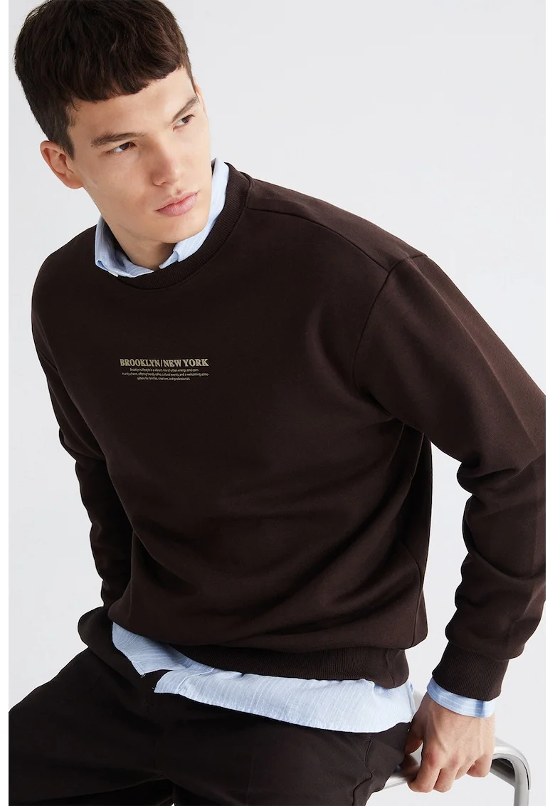 Bluza de trening din amestec de bumbac, Maro