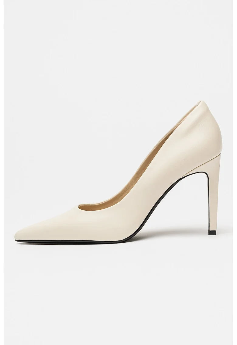 Pantofi din piele cu toc stiletto Pump 90, Crem