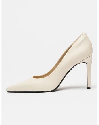 Pantofi din piele cu toc stiletto Pump 90, Crem