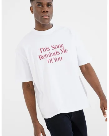 Tricou de bumbac cu imprimeu text, Visiniu/Alb optic