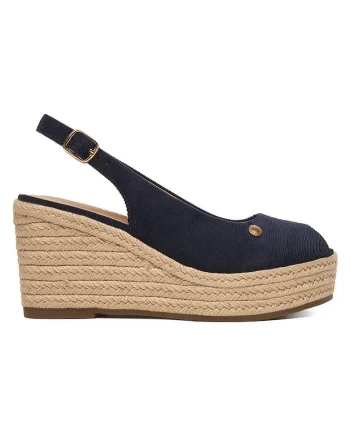 Sandale dama,  espadrile, catarama, bleumarin, textil,