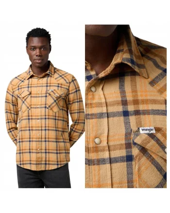 Camasa Pentru Barbati,  Marimea M, Maro, Western Shirt, Croiala Regular Fit, Model Drept Regular, Nasturi, 2 Buzunare