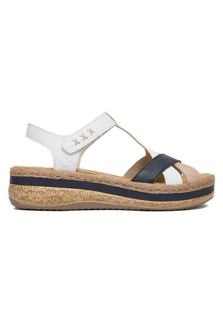 Sandale dama  velcro, alb, piele ecologica