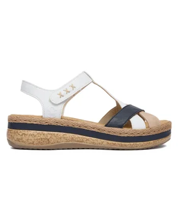 Sandale dama  velcro, alb, piele ecologica