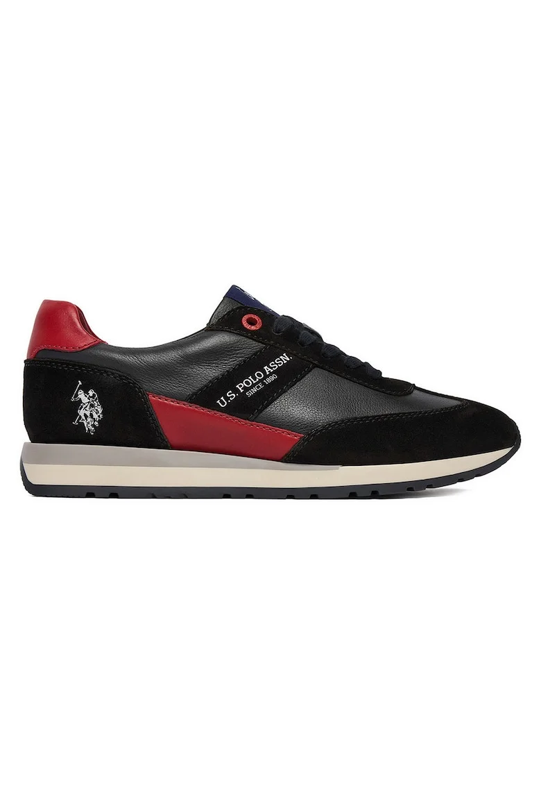 Tenisi barbati  piele naturala, negru, casual,