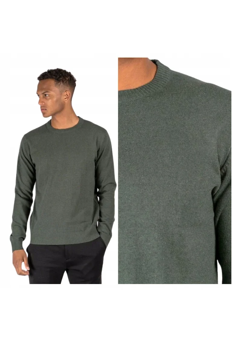 Pulover Barbati,  Strik Dustin, Regular Fit, Maneci Lungi, 70% Bumbac, 30% Poliester, Fara Inchidere, Design Simplu, Fara Buzunare, Verde, Verde