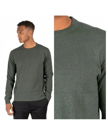 Pulover Barbati,  Strik Dustin, Regular Fit, Maneci Lungi, 70% Bumbac, 30% Poliester, Fara Inchidere, Design Simplu, Fara Buzunare, Verde, Verde