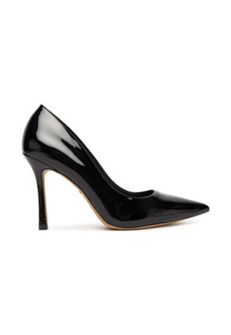 Pantofi dama,  toc inalt, piele ecologica, negru
