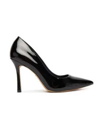 Pantofi dama,  toc inalt, piele ecologica, negru