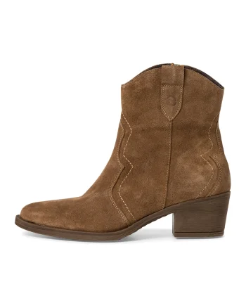 Botine cowboy cu fermoar, Caramel